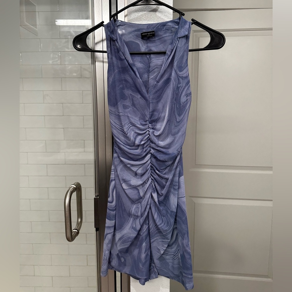 Naked Wardrobe ‘The Ruched V-ibes Romper’ in x-small